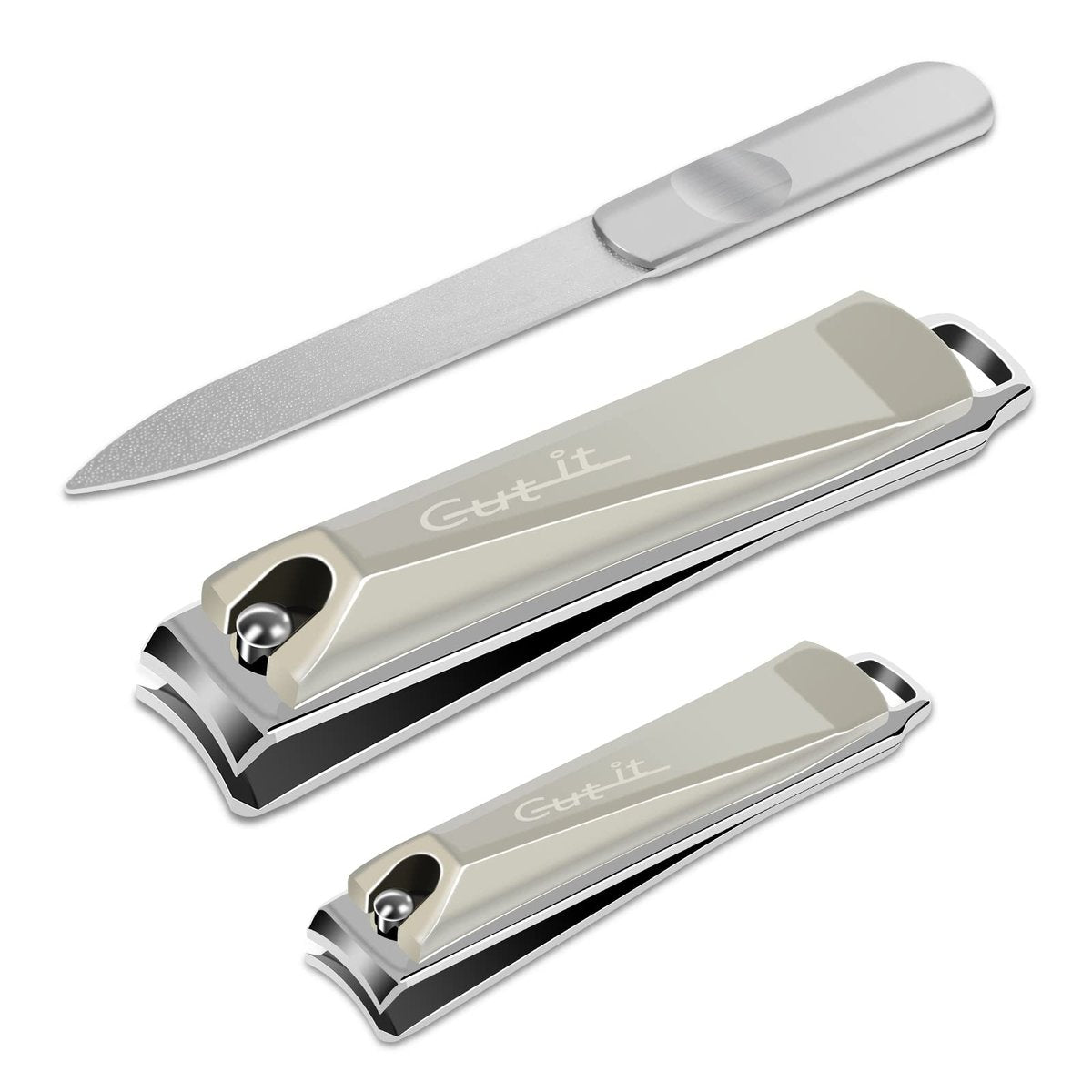 Professional Stainless Steel Nail Clipper Set – 3-Piece Precision Cutter for Thick Toenails & Fingernails, Dark Silver - görsel 1