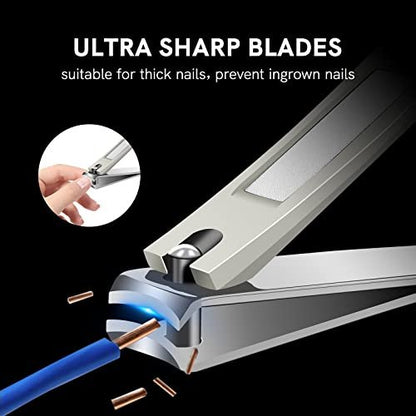 Professional Stainless Steel Nail Clipper Set – 3-Piece Precision Cutter for Thick Toenails & Fingernails, Dark Silver