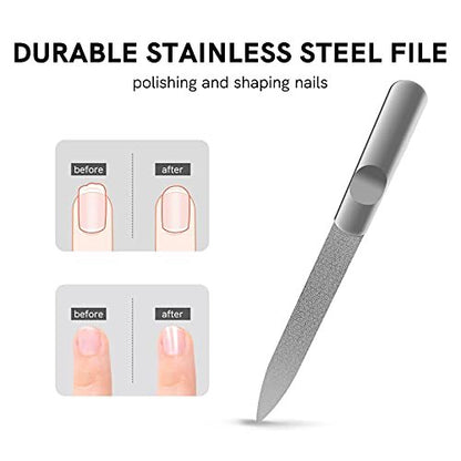 Professional Stainless Steel Nail Clipper Set – 3-Piece Precision Cutter for Thick Toenails & Fingernails, Dark Silver