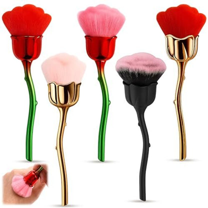 5-Piece Nail Dust Brush Set – Soft Nail Brushes for Professional Nail Artists & DIY Enthusiasts (Red, Pink, Black)