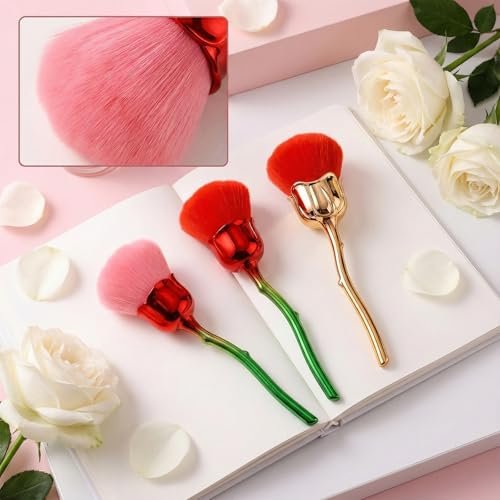 5-Piece Nail Dust Brush Set – Soft Nail Brushes for Professional Nail Artists & DIY Enthusiasts (Red, Pink, Black) - görsel 10
