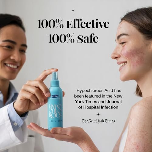 Aquia Hypochlorous Acid Spray for Face and Skin - 32oz Refill Face Mist, Antimicrobial Facial Cleanser for Acne, Eczema, Rash, and Wound Care Avelisse