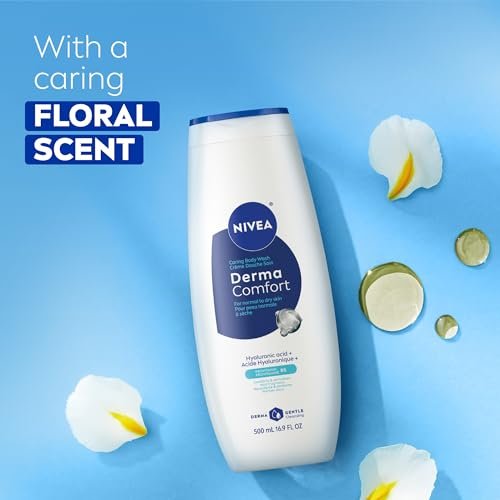NIVEA Derma Comfort Caring Body Wash for Normal to Dry Skin, with Hyaluronic Acid and Provitamin B5, 16.9 Fl Oz (Pack of 3) Avelisse