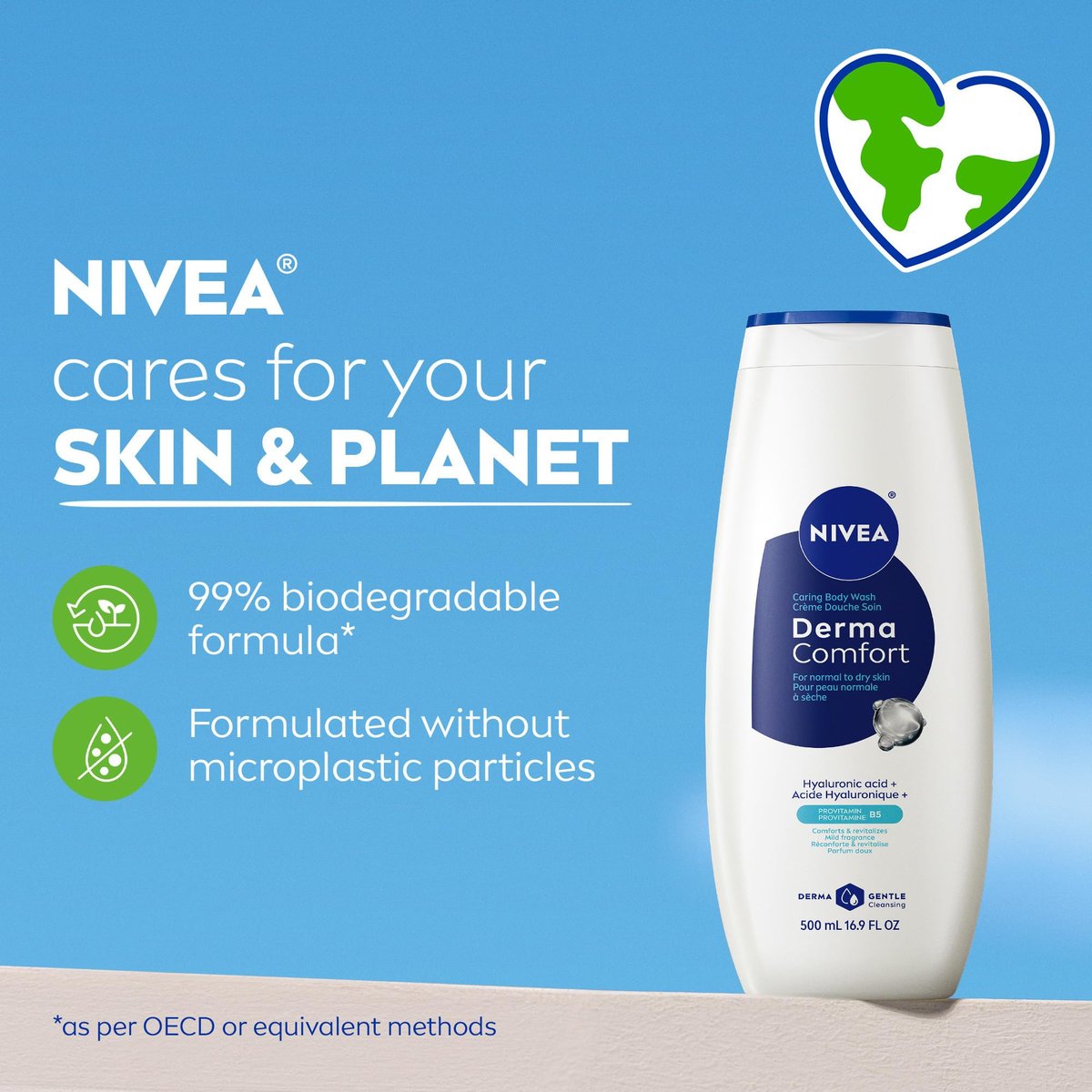 NIVEA Derma Comfort Caring Body Wash for Normal to Dry Skin, with Hyaluronic Acid and Provitamin B5, 16.9 Fl Oz (Pack of 3) Avelisse