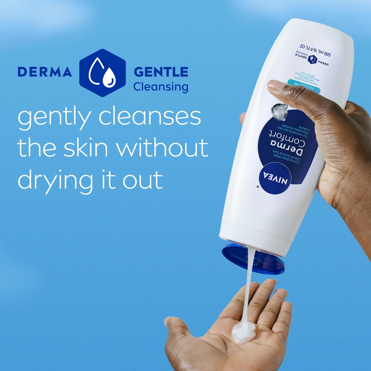 NIVEA Derma Comfort Caring Body Wash for Normal to Dry Skin, with Hyaluronic Acid and Provitamin B5, 16.9 Fl Oz (Pack of 3) Avelisse