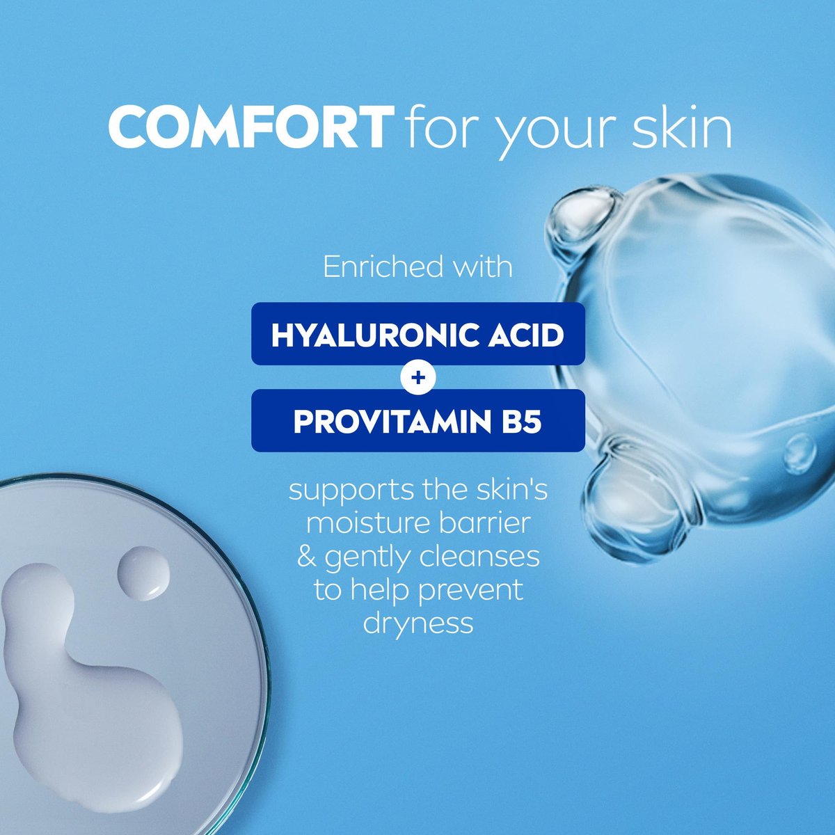 NIVEA Derma Comfort Caring Body Wash for Normal to Dry Skin, with Hyaluronic Acid and Provitamin B5, 16.9 Fl Oz (Pack of 3) Avelisse