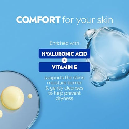 NIVEA Derma Comfort Caring Body Wash for Sensitive Skin with Hyaluronic Acid, 16.9 Fl Oz (Pack of 3)