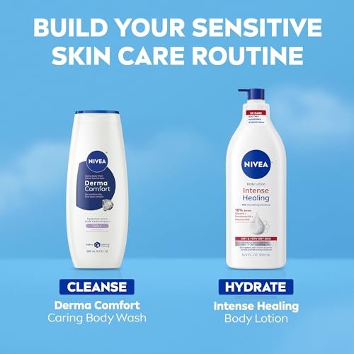 NIVEA Derma Comfort Caring Body Wash for Sensitive Skin with Hyaluronic Acid, 16.9 Fl Oz (Pack of 3) - görsel 15