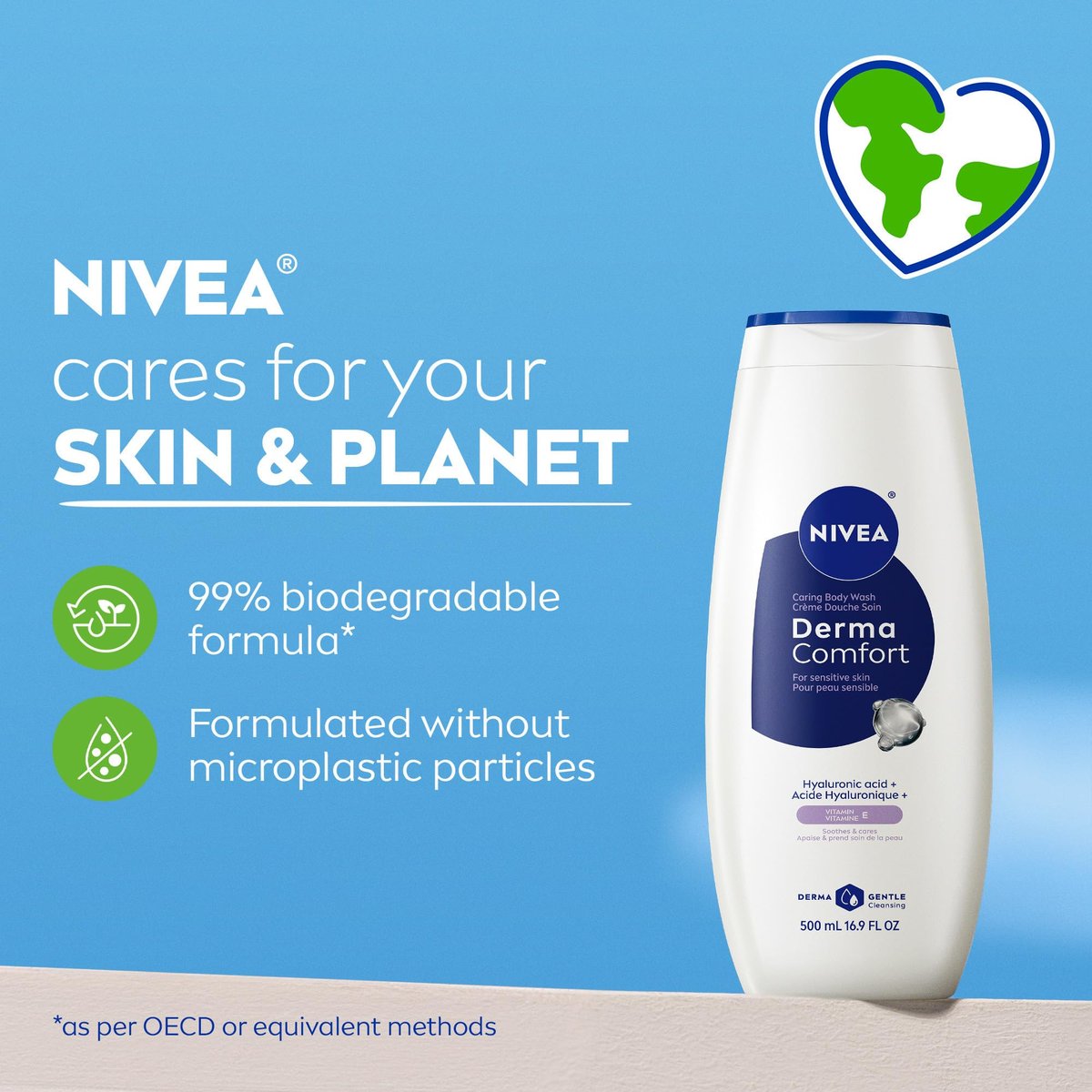 NIVEA Derma Comfort Caring Body Wash for Normal to Dry Skin, with Hyaluronic Acid and Provitamin B5, 16.9 Fl Oz (Pack of 3) Avelisse