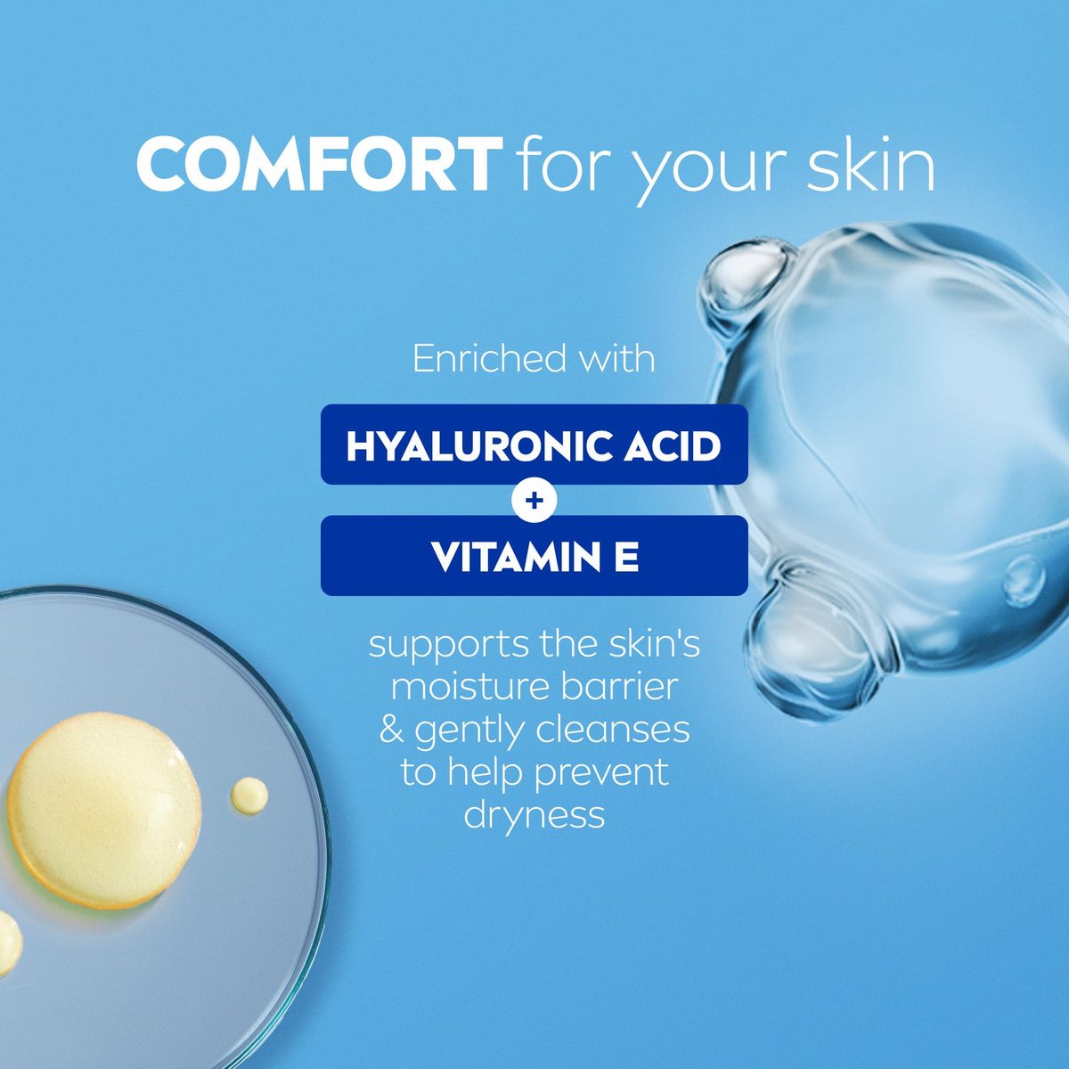NIVEA Derma Comfort Caring Body Wash for Sensitive Skin with Hyaluronic Acid, 16.9 Fl Oz (Pack of 3) - görsel 10