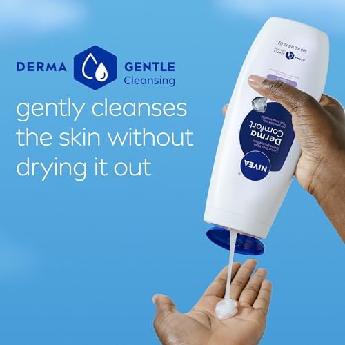 NIVEA Derma Comfort Caring Body Wash for Sensitive Skin with Hyaluronic Acid, 16.9 Fl Oz (Pack of 3) - görsel 7