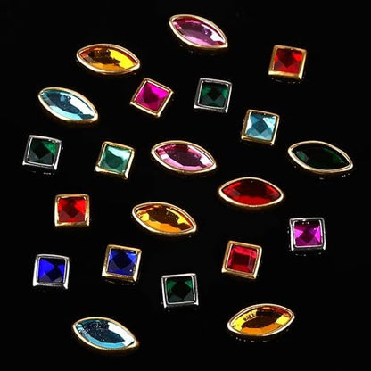 ROFIBUT Luxury 3D Nail Charms Rhinestones - 12 Grids Metal Jewelry Nail Decoration, Colorful Shiny Diamonds & Pearl Nail Supplies for DIY Nail Art