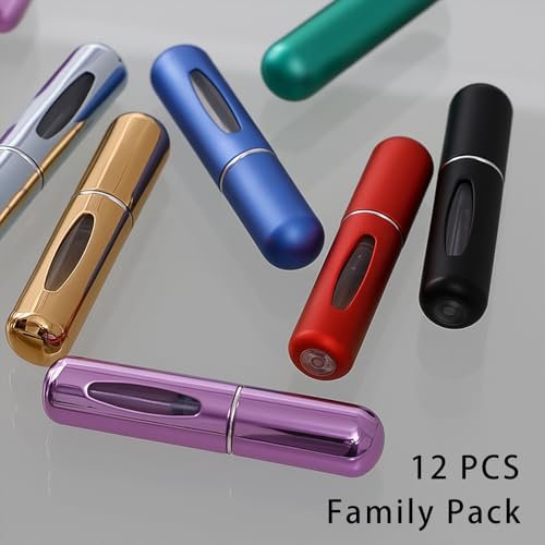 YXGTHGQZ 12 Pack Refillable Perfume Atomizer Spray Bottles for Travel – 5ml Mini Cologne Refillable Bottles, Portable Perfume Sprayers for Women & Men, TSA Approved Family Set for Home and Travel Use - görsel 12