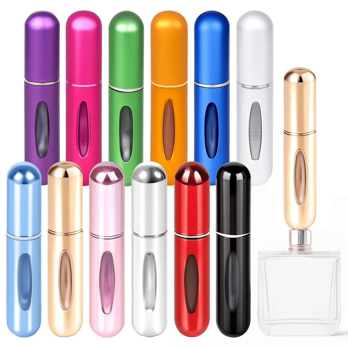 YXGTHGQZ 12 Pack Refillable Perfume Atomizer Spray Bottles for Travel – 5ml Mini Cologne Refillable Bottles, Portable Perfume Sprayers for Women & Men, TSA Approved Family Set for Home and Travel Use - görsel 1