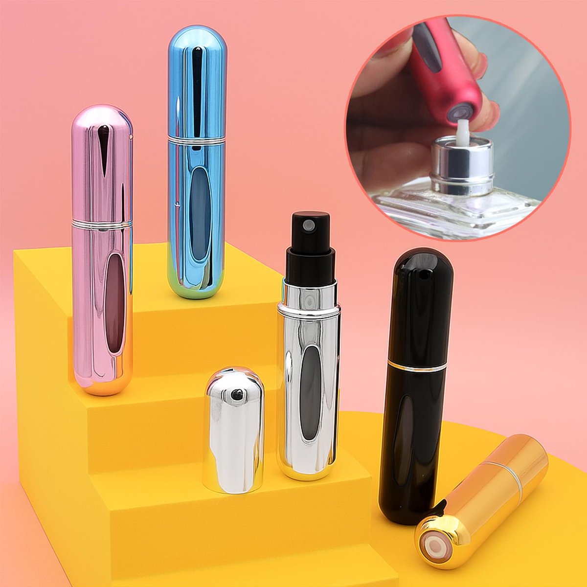 YXGTHGQZ 12 Pack Refillable Perfume Atomizer Spray Bottles for Travel – 5ml Mini Cologne Refillable Bottles, Portable Perfume Sprayers for Women & Men, TSA Approved Family Set for Home and Travel Use - görsel 15