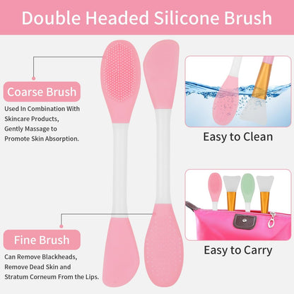 4 Pack Silicone Face Mask Applicators – Flexible Facial Mud Mask Spatula & Scrubber Tools for Applying Clay, Sleeping Mask, Body Lotion (Green)