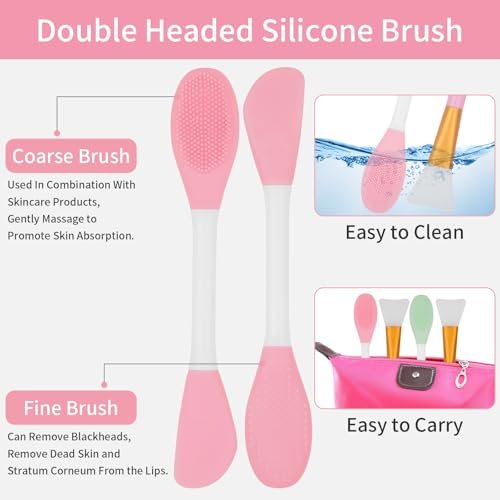 4 Pack Silicone Face Mask Applicators – Flexible Facial Mud Mask Spatula & Scrubber Tools for Applying Clay, Sleeping Mask, Body Lotion (Green) - görsel 6