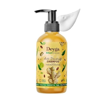 Deyga Intensive Scalp Repair Anti Dandruff Shampoo – 220ml, Controls Flakes, Reduces Itchiness, Prevents Dryness & Hairfall, Clarifies Scalp with Rosemary, Ginger, Coconut & Canola Oil