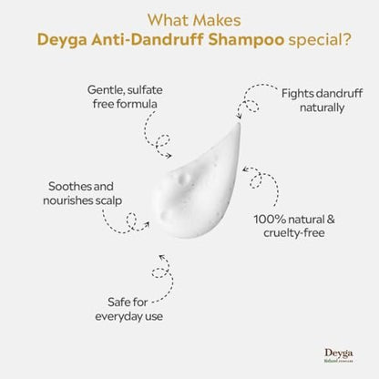 Deyga Intensive Scalp Repair Anti Dandruff Shampoo – 220ml, Controls Flakes, Reduces Itchiness, Prevents Dryness & Hairfall, Clarifies Scalp with Rosemary, Ginger, Coconut & Canola Oil