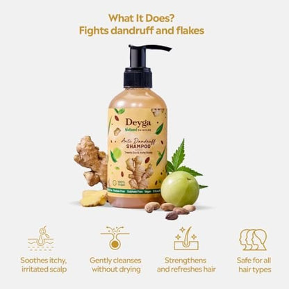 Deyga Intensive Scalp Repair Anti Dandruff Shampoo – 220ml, Controls Flakes, Reduces Itchiness, Prevents Dryness & Hairfall, Clarifies Scalp with Rosemary, Ginger, Coconut & Canola Oil