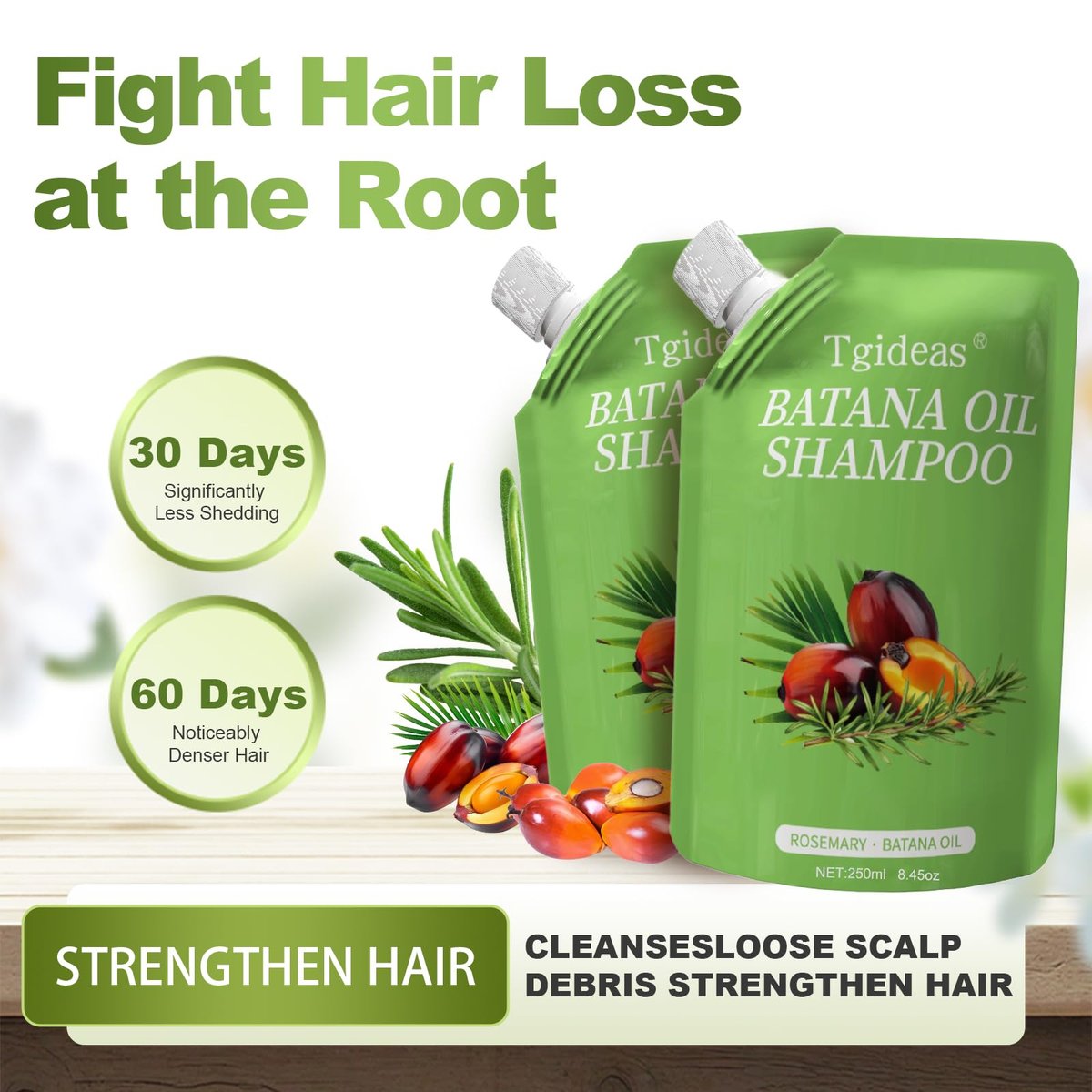 Tgideas Batana Oil & Rosemary Shampoo for Hair Growth, Formula for Thinning Hair & Reduce Hair Loss, Nourish Scalp & Add Volume, for Men & Women (Pack of 2) Avelisse