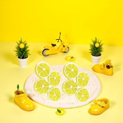 4Pcs Double Lemon Slices Hair Clips - Creative Fruit Hair Clip for Women & Girls, Duckbill Barrettes for Bangs & Side Hair, Yellow Plastic Hair Accessories (Pack of 4)