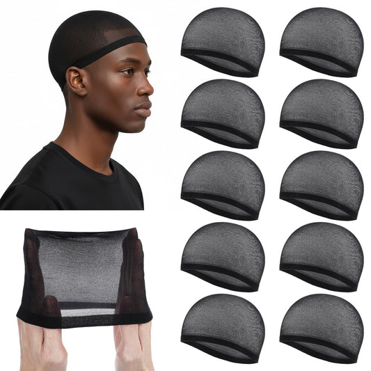 10-Pack Wave Caps for Men & Women – Stretchy Wig Cap, Lightweight Beanie for Quick Waves, Comfortable Black Hairnet