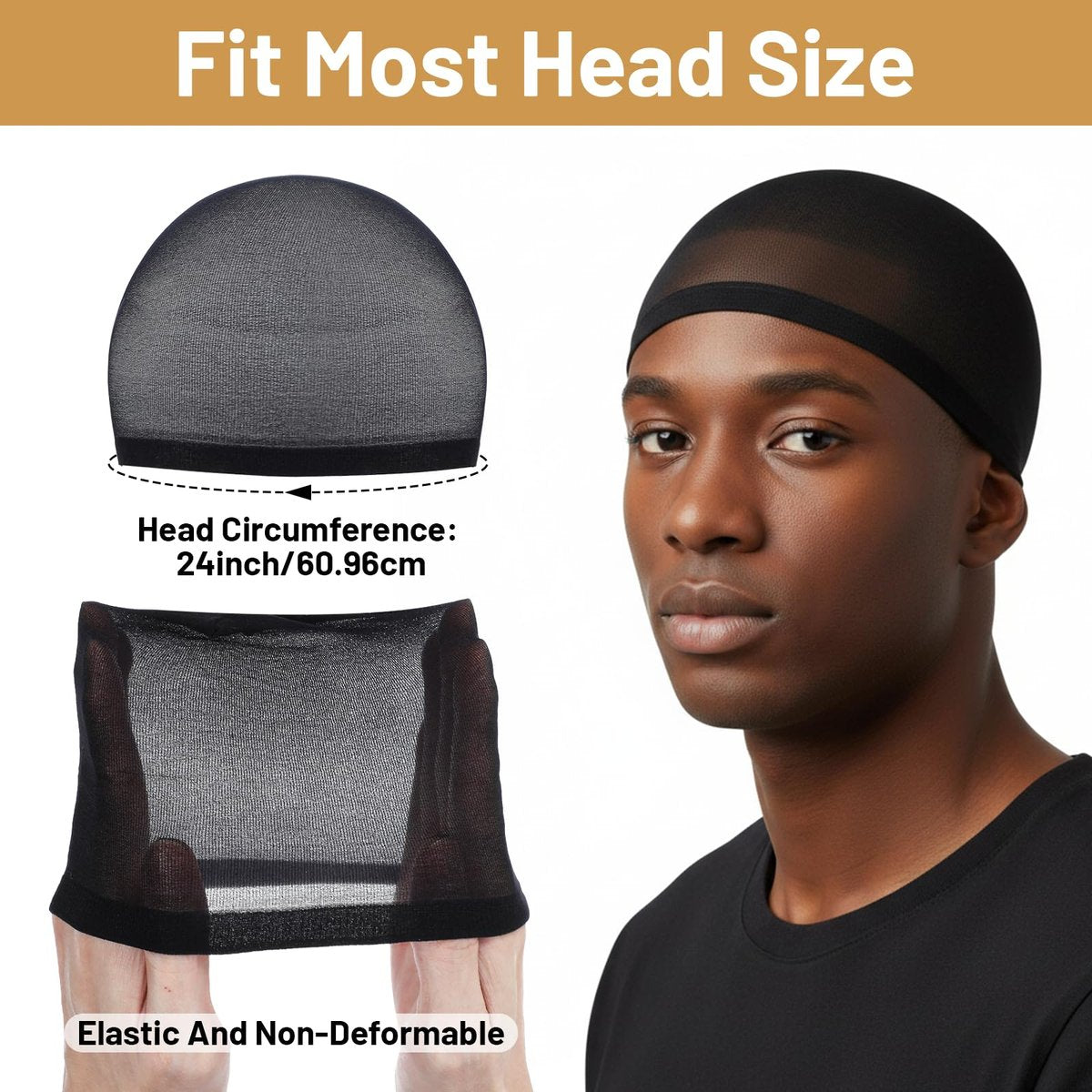 10-Pack Wave Caps for Men & Women – Stretchy Wig Cap, Lightweight Beanie for Quick Waves, Comfortable Black Hairnet - görsel 3