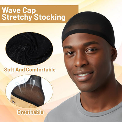 10-Pack Wave Caps for Men & Women – Stretchy Wig Cap, Lightweight Beanie for Quick Waves, Comfortable Black Hairnet
