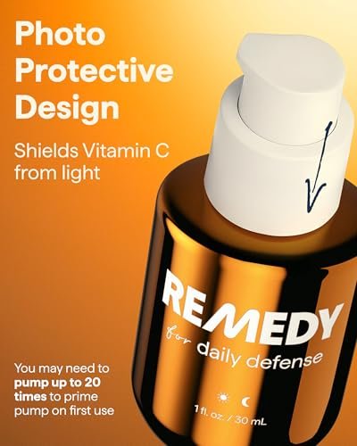 Remedy for Daily Defense 15% Vitamin C Complex Brightening Serum with Stabilized Vitamin C, Ferulic Acid & Ectoin - Fragrance Free - 1 Fl Oz Avelisse