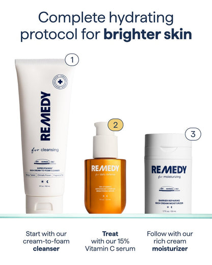 Remedy for Daily Defense 15% Vitamin C Complex Brightening Serum with Stabilized Vitamin C, Ferulic Acid & Ectoin - Fragrance Free - 1 Fl Oz Avelisse