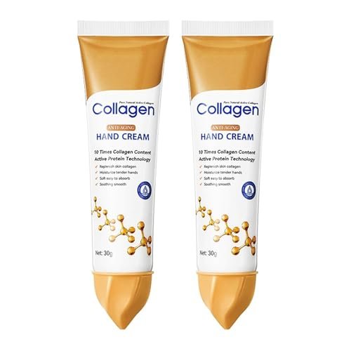 Collagen Hand Cream for Dry Cracked Hands – Anti-Aging & Firming Lotion with 10x Active Protein, Intensive Moisturizing Repair for Rough Skin & Fine Lines, Non-Greasy & Fast Absorbing, 2 PCS Avelisse