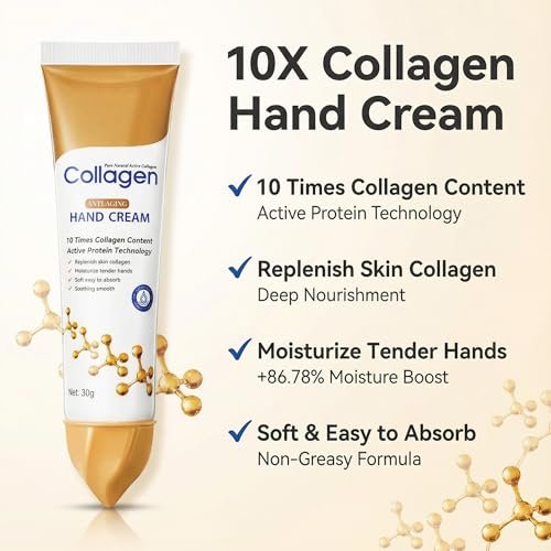 Collagen Hand Cream for Dry Cracked Hands – Anti-Aging & Firming Lotion with 10x Active Protein, Intensive Moisturizing Repair for Rough Skin & Fine Lines, Non-Greasy & Fast Absorbing, 2 PCS Avelisse