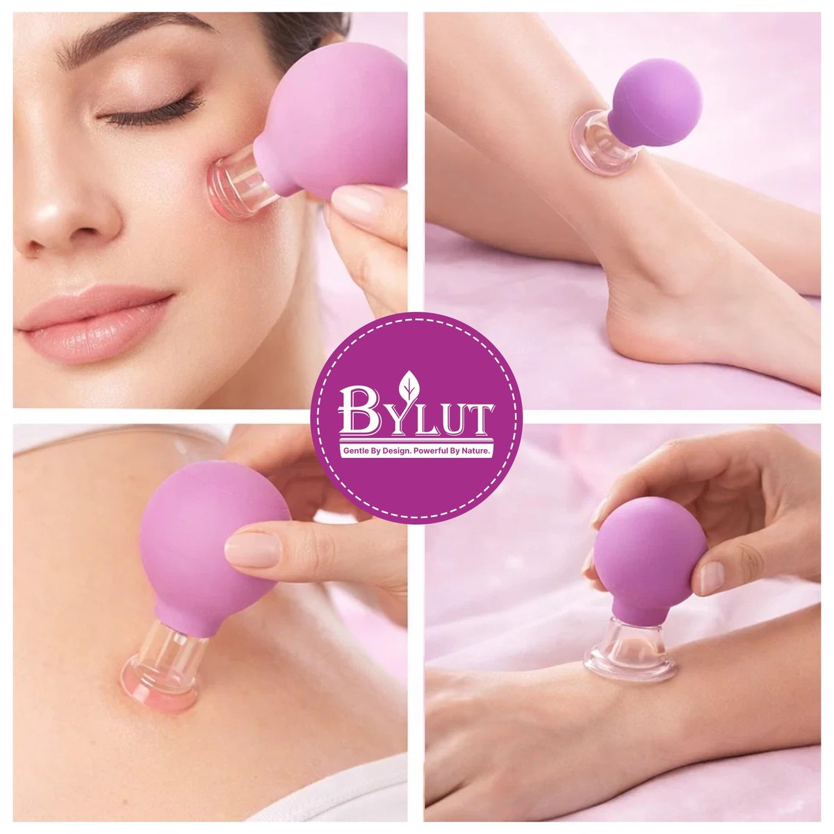 ByLut 3-in-1 Ice Globes & Glass Facial Cupping Set - Purple - Facial Ice Roller for Depuffing, Heat & Cold Therapy, Face Lifting & Body Suction Cups Avelisse