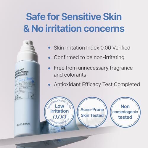 MEDITHERAPY Squalane Skin Booster Moisturizer – 8% Squalane + Panthenol + Hyaluronic Acid | Hydrating Face Cream for Dry Sensitive Skin | Lightweight Non-Greasy Barrier-Support 5.07 fl oz Avelisse