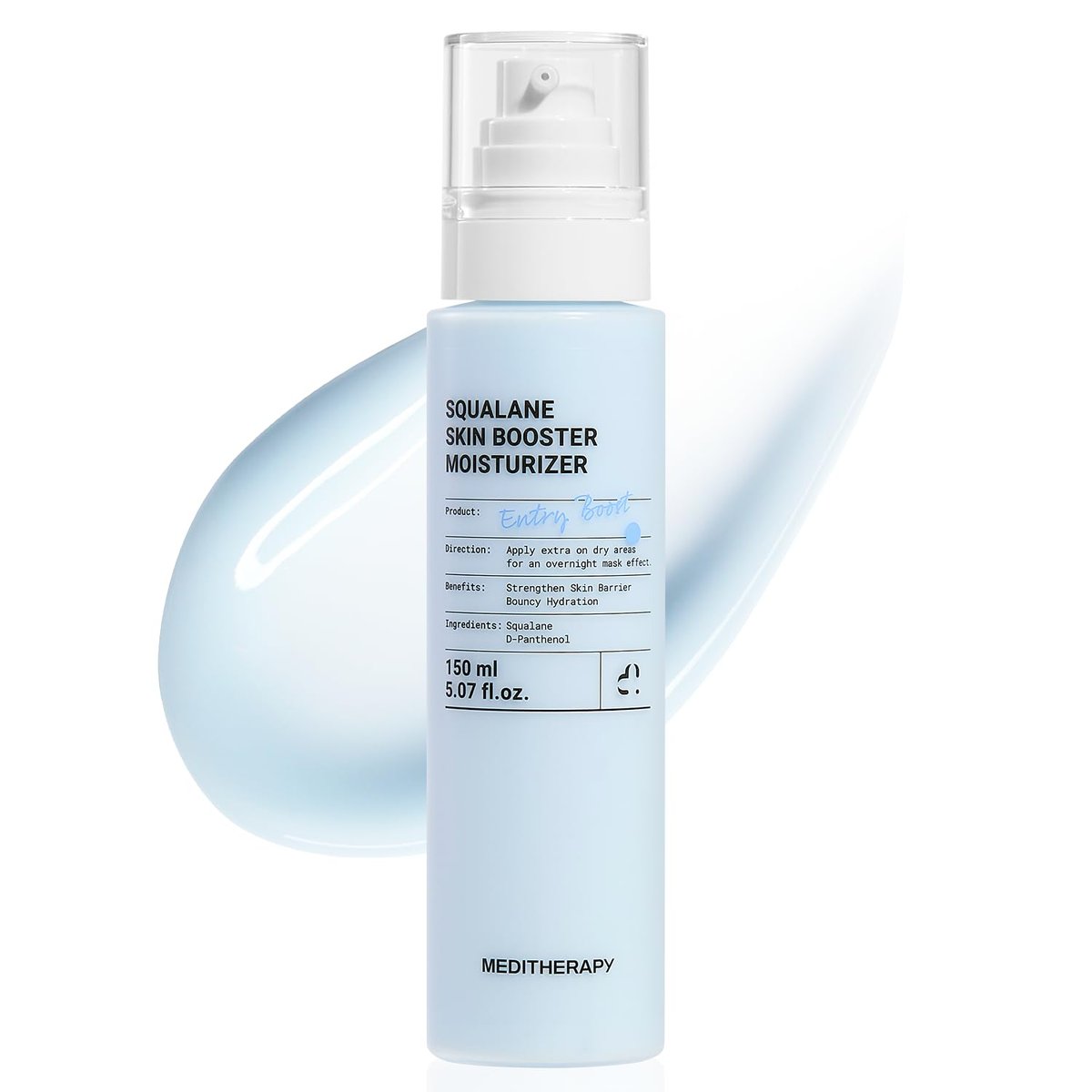 MEDITHERAPY Squalane Skin Booster Moisturizer – 8% Squalane + Panthenol + Hyaluronic Acid | Hydrating Face Cream for Dry Sensitive Skin | Lightweight Non-Greasy Barrier-Support 5.07 fl oz Avelisse