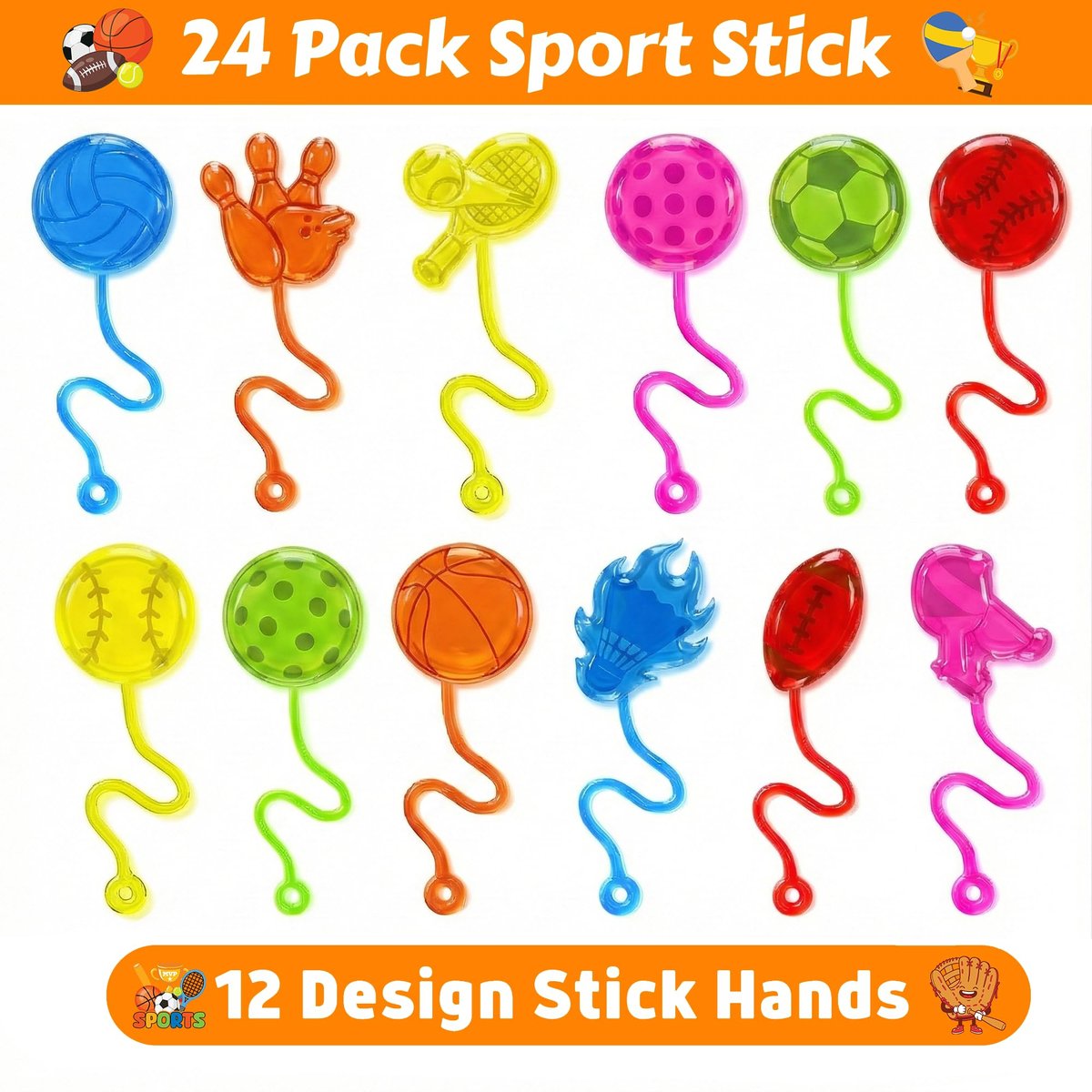 91STICKYHAND Sport Ball Party Favors: 48 Pcs Temporary Tattoos & Stick Hands for Kids Birthday, Goodie Bag Stuffers, Classroom Prizes - görsel 5
