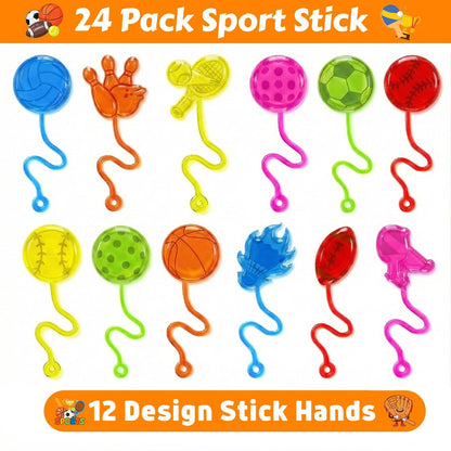91STICKYHAND Sport Ball Party Favors: 48 Pcs Temporary Tattoos & Stick Hands for Kids Birthday, Goodie Bag Stuffers, Classroom Prizes