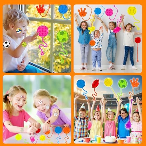 91STICKYHAND Sport Ball Party Favors: 48 Pcs Temporary Tattoos & Stick Hands for Kids Birthday, Goodie Bag Stuffers, Classroom Prizes - görsel 16