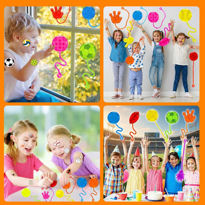 91STICKYHAND Sport Ball Party Favors: 48 Pcs Temporary Tattoos & Stick Hands for Kids Birthday, Goodie Bag Stuffers, Classroom Prizes