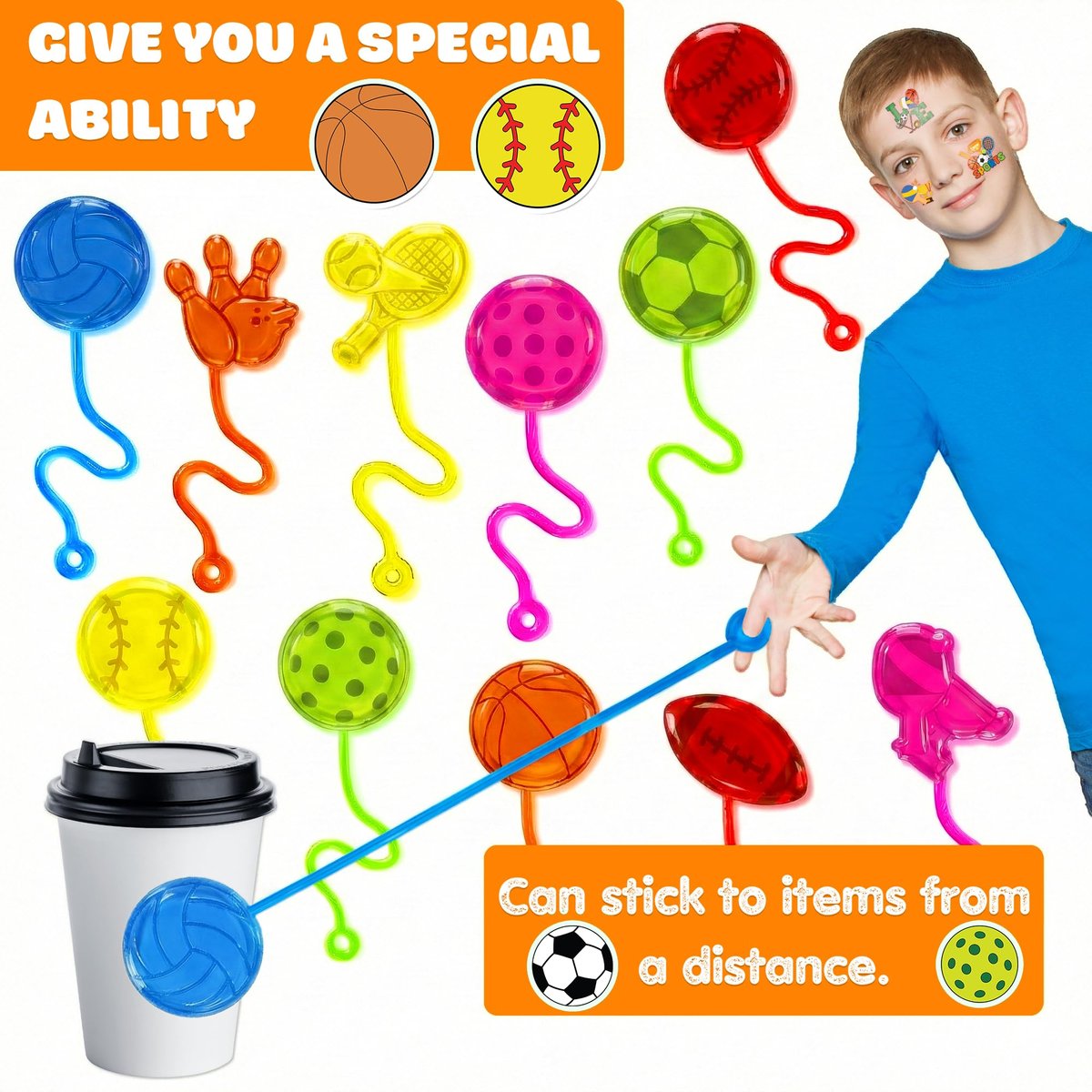 91STICKYHAND Sport Ball Party Favors: 48 Pcs Temporary Tattoos & Stick Hands for Kids Birthday, Goodie Bag Stuffers, Classroom Prizes - görsel 9
