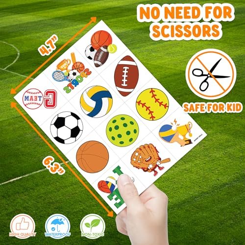 91STICKYHAND Sport Ball Party Favors: 48 Pcs Temporary Tattoos & Stick Hands for Kids Birthday, Goodie Bag Stuffers, Classroom Prizes - görsel 18