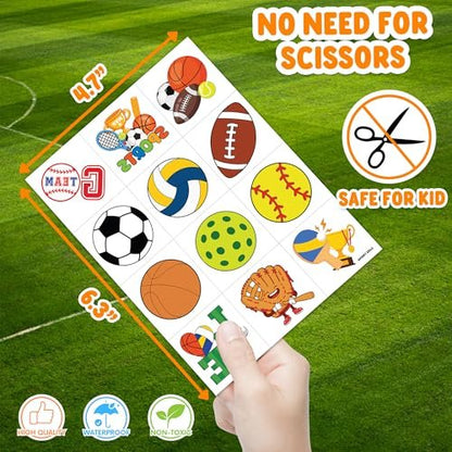 91STICKYHAND Sport Ball Party Favors: 48 Pcs Temporary Tattoos & Stick Hands for Kids Birthday, Goodie Bag Stuffers, Classroom Prizes
