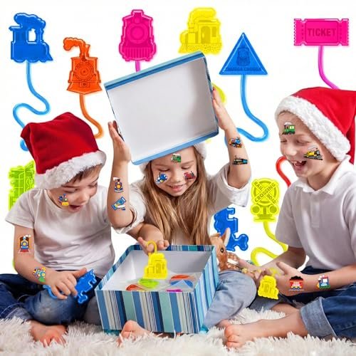 48PCS Train Party Favors - 24 Temporary Tattoos & 24 Stick Hands for Kids Birthday Party Supplies, Goodie Bag Stuffers, Classroom Prizes, Treasure Box Toys - görsel 14