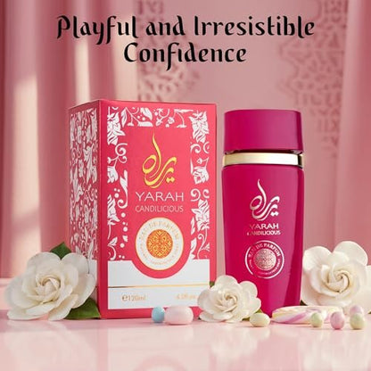 SAADAH Yarah Candilicious Eau De Parfum for Women – Sweet Strawberry, Vanilla & Cotton Candy Fragrance, 4.0 Fl.Oz (120ml) Avelisse