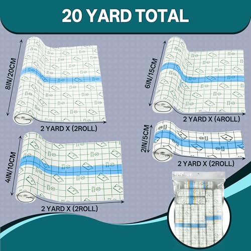 GAGATOAD Tattoo Wrap 20 Yard Total Mixed Size 2/4/6/8 Inch Waterproof Transparent Tattoo Bandage Aftercare Film Breathable Self-Adhesive Cover Up Sheets for Healing, Tattoo Skin Tape Dressing Supplies 10 Roll Avelisse