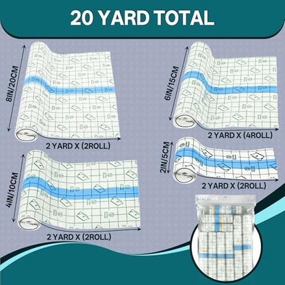 GAGATOAD Tattoo Wrap 20 Yard Total Mixed Size 2/4/6/8 Inch Waterproof Transparent Tattoo Bandage Aftercare Film Breathable Self-Adhesive Cover Up Sheets for Healing, Tattoo Skin Tape Dressing Supplies 10 Roll Avelisse