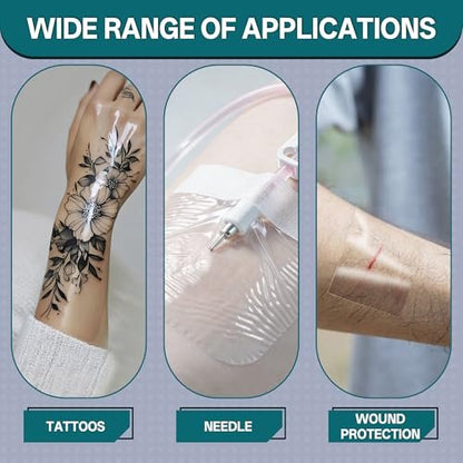 GAGATOAD Tattoo Wrap 20 Yard Total Mixed Size 2/4/6/8 Inch Waterproof Transparent Tattoo Bandage Aftercare Film Breathable Self-Adhesive Cover Up Sheets for Healing, Tattoo Skin Tape Dressing Supplies 10 Roll Avelisse