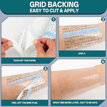 GAGATOAD Tattoo Wrap 20 Yard Total Mixed Size 2/4/6/8 Inch Waterproof Transparent Tattoo Bandage Aftercare Film Breathable Self-Adhesive Cover Up Sheets for Healing, Tattoo Skin Tape Dressing Supplies 10 Roll Avelisse