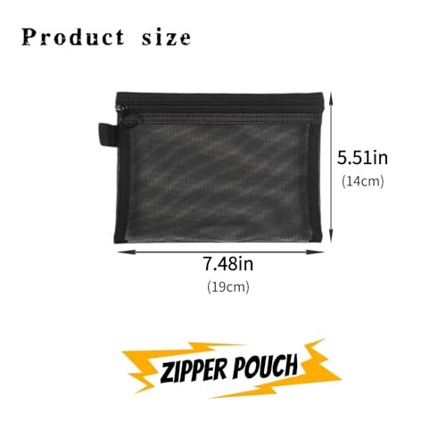 Astero 10 Pcs Black Zipper Pouches – 7.48"×5.51" Small Ripstop Storage Bags, Lightweight Travel Organizers for Makeup, Cables, Toiletries and Everyday Essentials - görsel 4